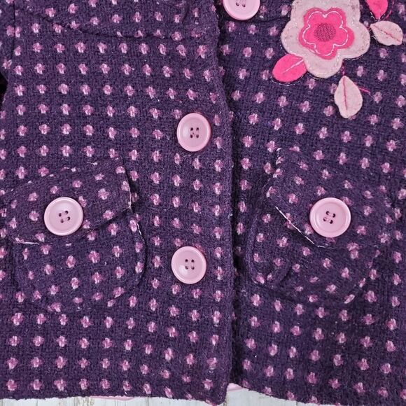 Young Hearts Floral Button Peacoat Purple 12 mths - Picture 5 of 10